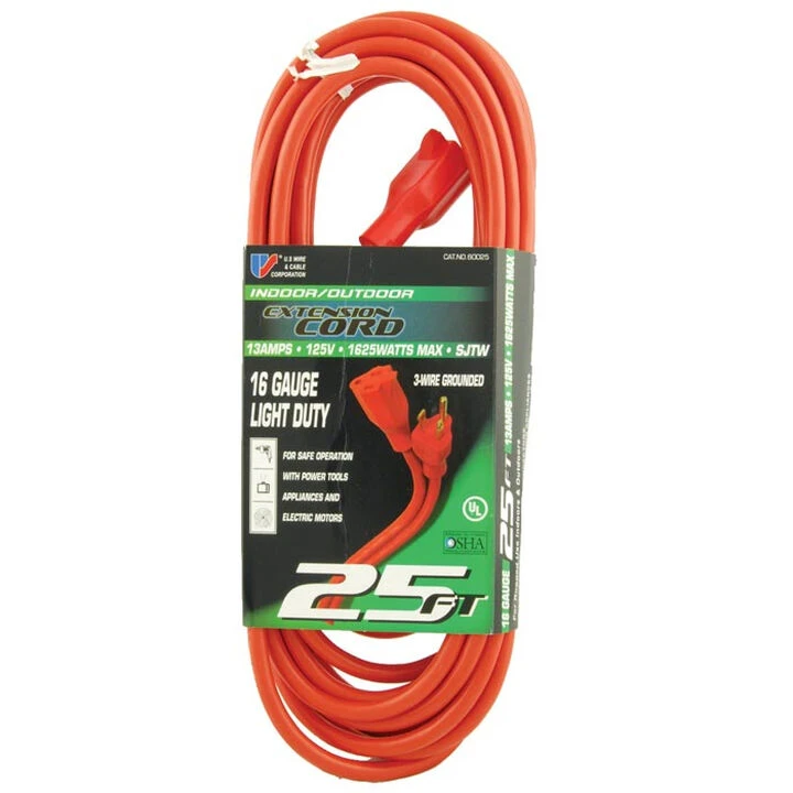 Wilcor 16 Gauge Light Duty Extension Cord - 25 Ft. 1 Wilcor 16 Gauge Light Duty Extension Cord - 25 Ft.