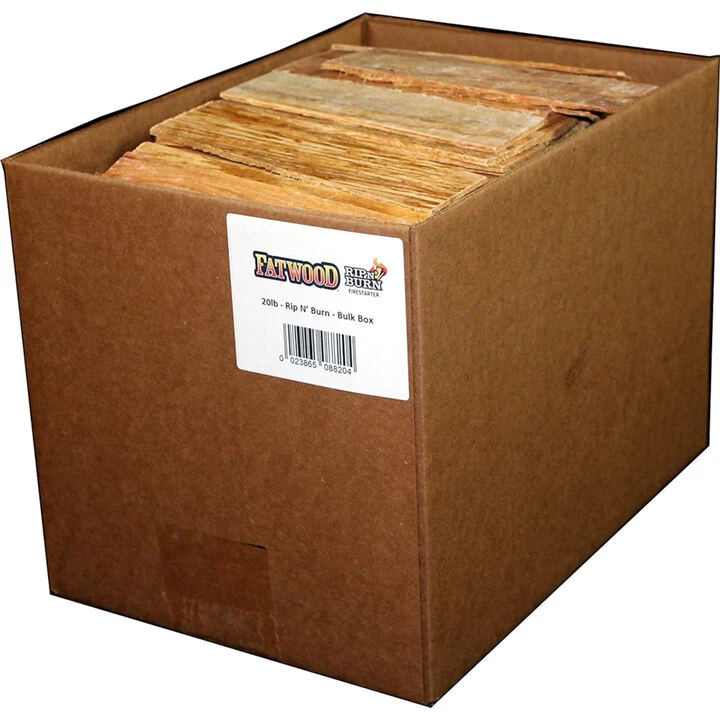Wood Products 20 Lb. Rip & Burn Box Fatwood Firestarter 1 Wood Products 20 Lb. Rip & Burn Box Fatwood Firestarter