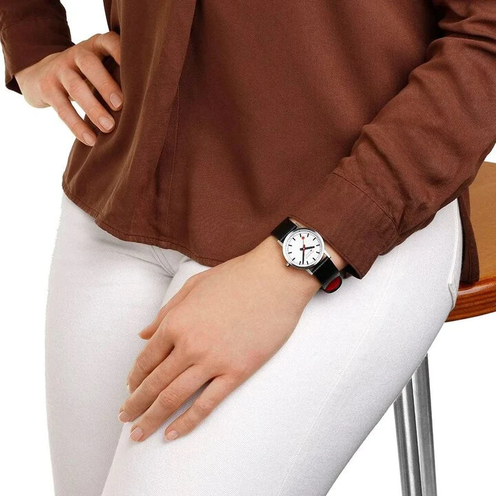 Mondaine Classic Collection 30mm Watch W/ Vegan Grape Leather Strap 5 Mondaine Classic Collection 30mm Watch W/ Vegan Grape Leather Strap - Image 5