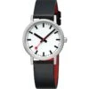 Mondaine Classic Collection 36mm Watch W/ Vegan Grape Leather Strap