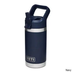 YETI Children's Rambler Jr. 12 Oz. Stainless Steel Vacuum Insulated Bottle W/ Straw Cap -CampMate Shop Childrens Ramber Jr 12oz SS Vac Ins Bottle Navy