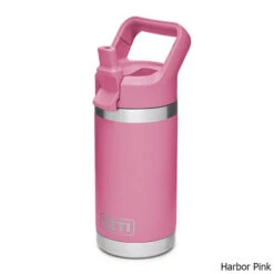YETI Children's Rambler Jr. 12 Oz. Stainless Steel Vacuum Insulated Bottle W/ Straw Cap -CampMate Shop Childrens Ramber Jr 12oz SS Vac Ins Bottle Pink