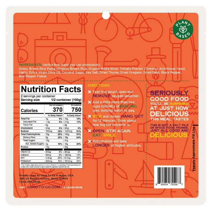 Good To-Go Classic Marinara W/ Brown Rice Pasta - 2 Servings 2 Good To-Go Classic Marinara W/ Brown Rice Pasta - 2 Servings - Image 2