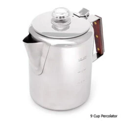 GSI Outdoors Stainless Steel Coffee Percolator -CampMate Shop GSI65209 SS Coffee Percolator 9 Cups
