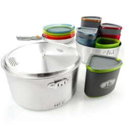 GSI Outdoors Glacier Stainless Camper Integrated Cooking & Eating Set -CampMate Shop Glacier Stainless Camper Integrated Cooking Eating Set 5
