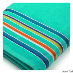 A To Z Towels Hampton Stripe Jacquard Pool / Beach Towel -CampMate Shop Hampton Stripe Jacquard Pool Beach Towel Aqua