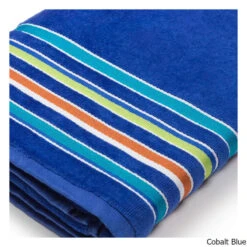 A To Z Towels Hampton Stripe Jacquard Pool / Beach Towel -CampMate Shop Hampton Stripe Jacquard Pool Beach Towel Cobalt