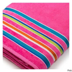 A To Z Towels Hampton Stripe Jacquard Pool / Beach Towel -CampMate Shop Hampton Stripe Jacquard Pool Beach Towel Pink
