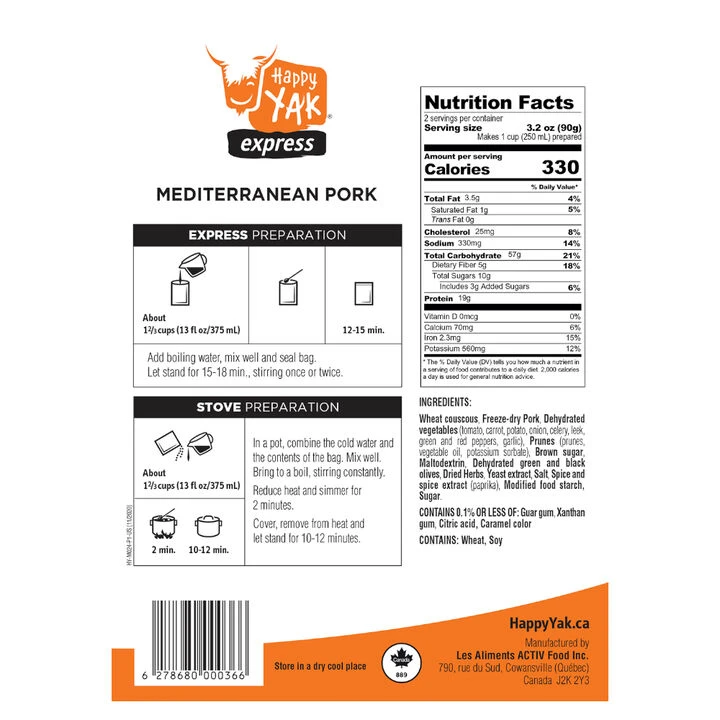 Happy Yak Lactose-Free Mediterranean Pork - 2 Servings 2 Happy Yak Lactose-Free Mediterranean Pork - 2 Servings - Image 2