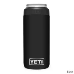 YETI Rambler Colster 12 Oz. Stainless Steel Slim Can Insulator -CampMate Shop Rambler 12oz SS Slim Can Ins Colster Black