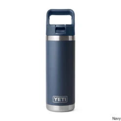 YETI Rambler 18 Oz. Stainless Steel Vacuum Insulated Bottle W/ Straw Cap -CampMate Shop Rambler 18oz SS Vac Ins Bottle Straw Cap Navy
