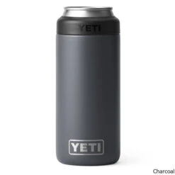YETI Rambler Colster 12 Oz. Stainless Steel Slim Can Insulator -CampMate Shop Rambler Colster 12oz SS Slim Can Insulator Charcoal