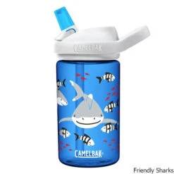 CamelBak Eddy+ Kids W/ Tritan Renew 14 Oz. Bottle -CampMate Shop eddy Plus Kids w Tritan Renew 14oz Bottle Friendly Sharks